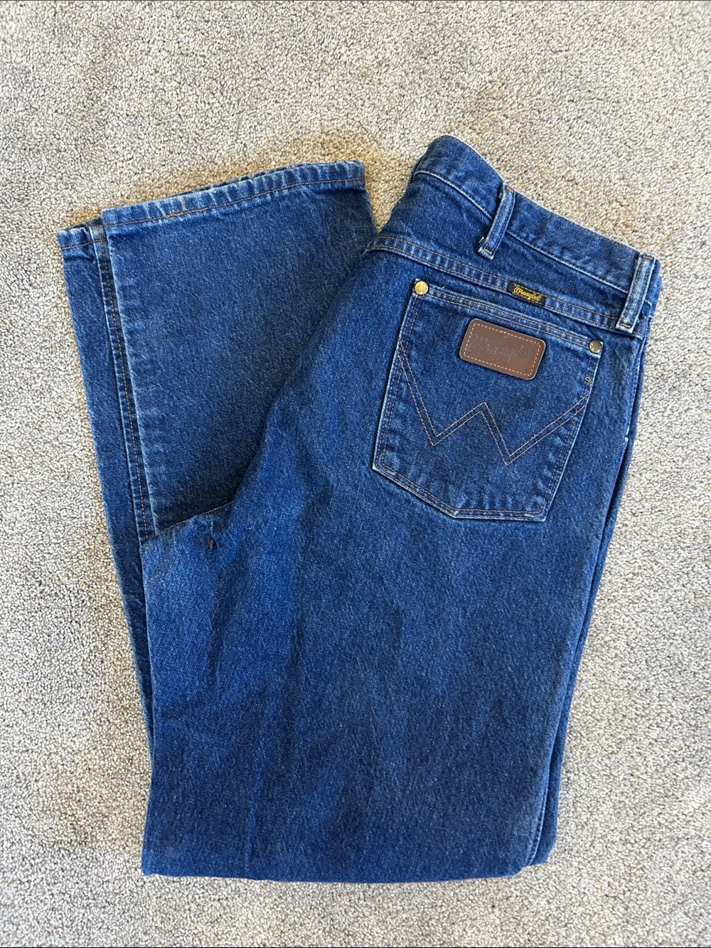 Wrangler Men's Dark Blue Straight-Leg Regular Fit Jeans Size 38x32